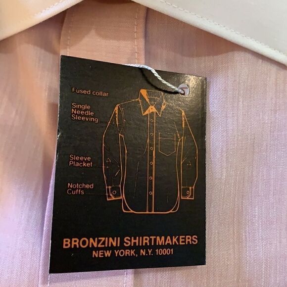 Vintage Bronzini Pink Dress Shirt with contrasting White collar size 15.5 - Picture 7 of 7